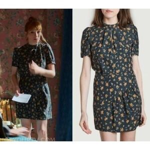Sessun For Love Floral Print Mock Neck Puff Sleeve Tiered Dress Womens Size S
